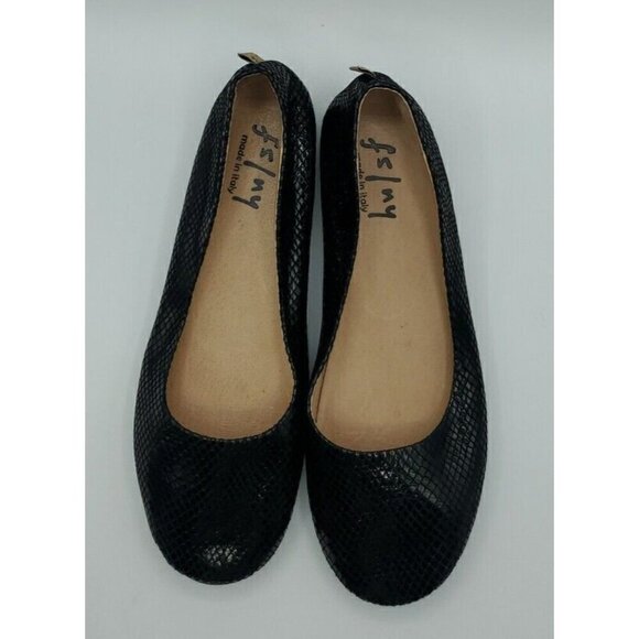 French Sole NY Black Leather Snake Print Zeppa Slip-on Short Wedges Size 10 - Picture 4 of 13